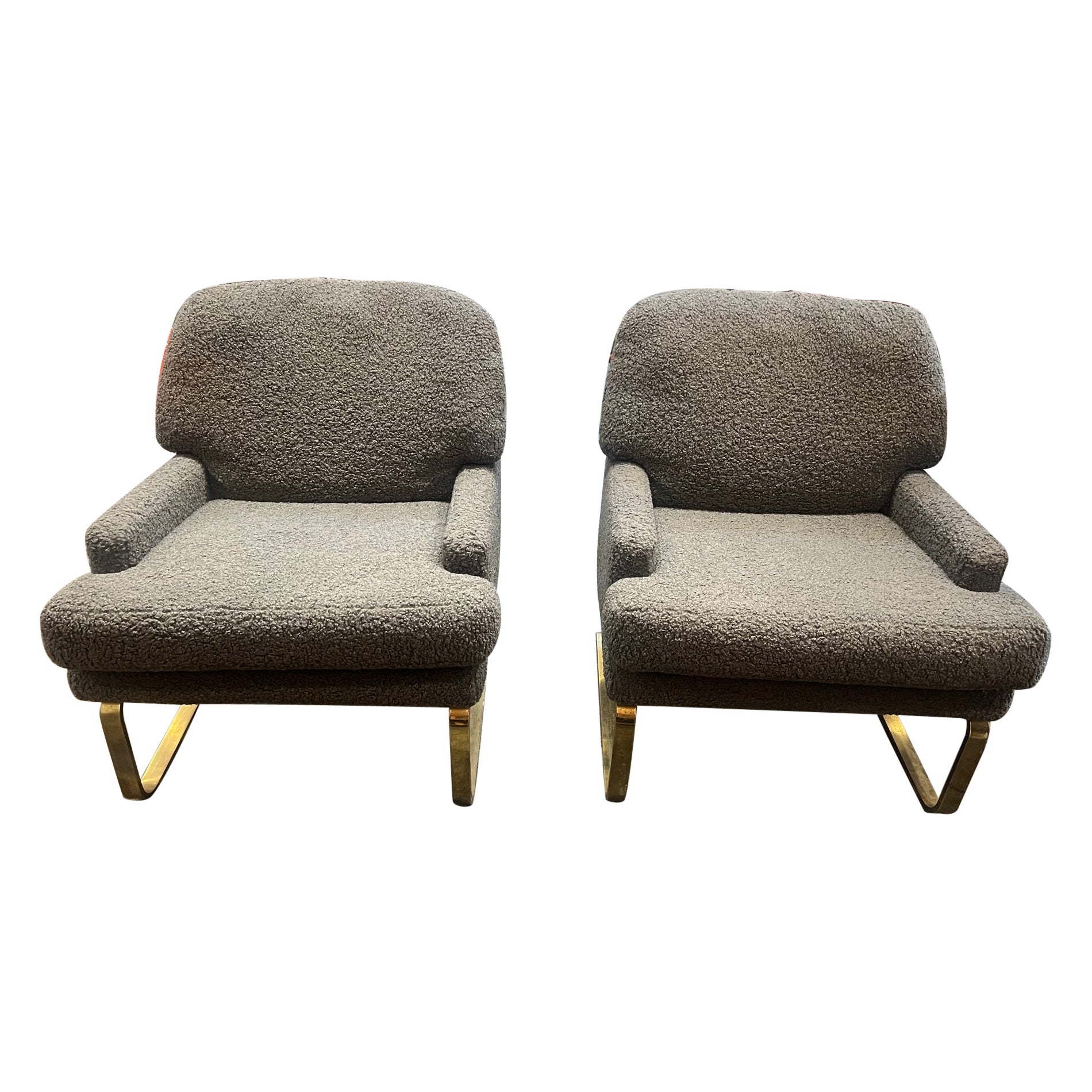 Vintage French Pair of Boucle Lounge Chairs  in excellent condition For Sale