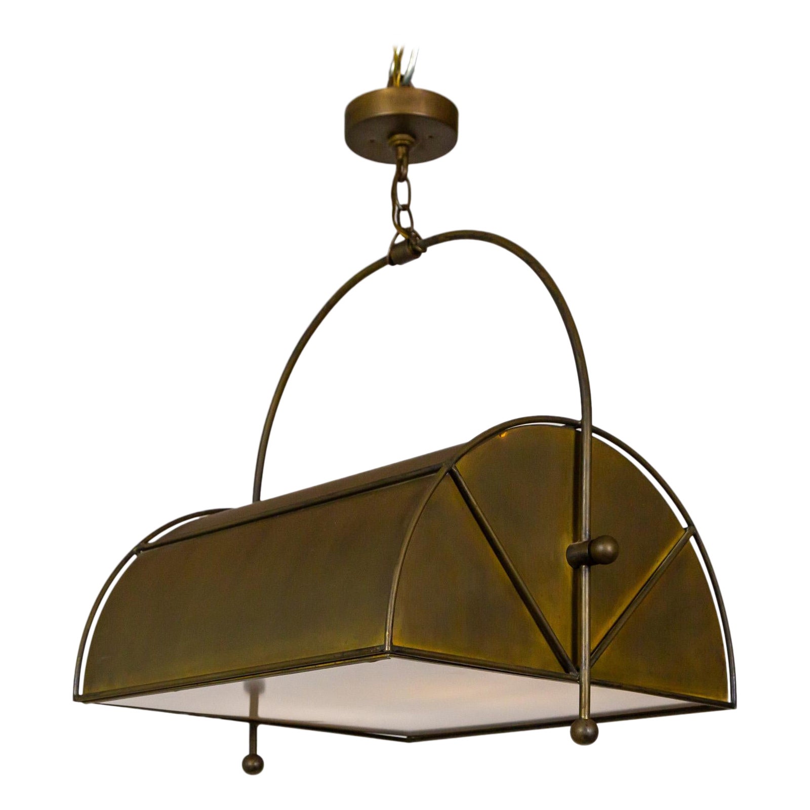 Patinated Brass Island Pendant Light For Sale