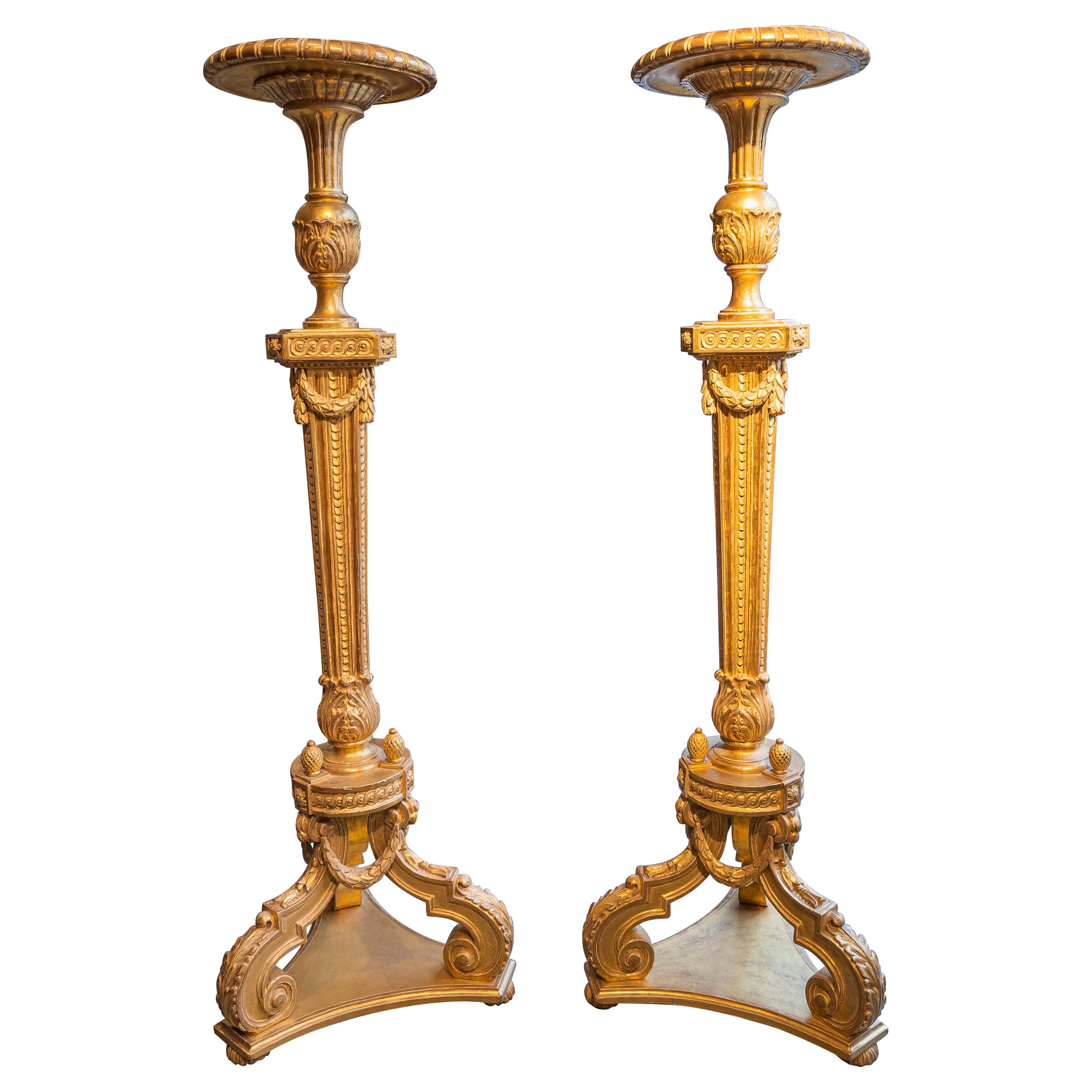 A pair of 19th century George 111 gilt pedestals  For Sale