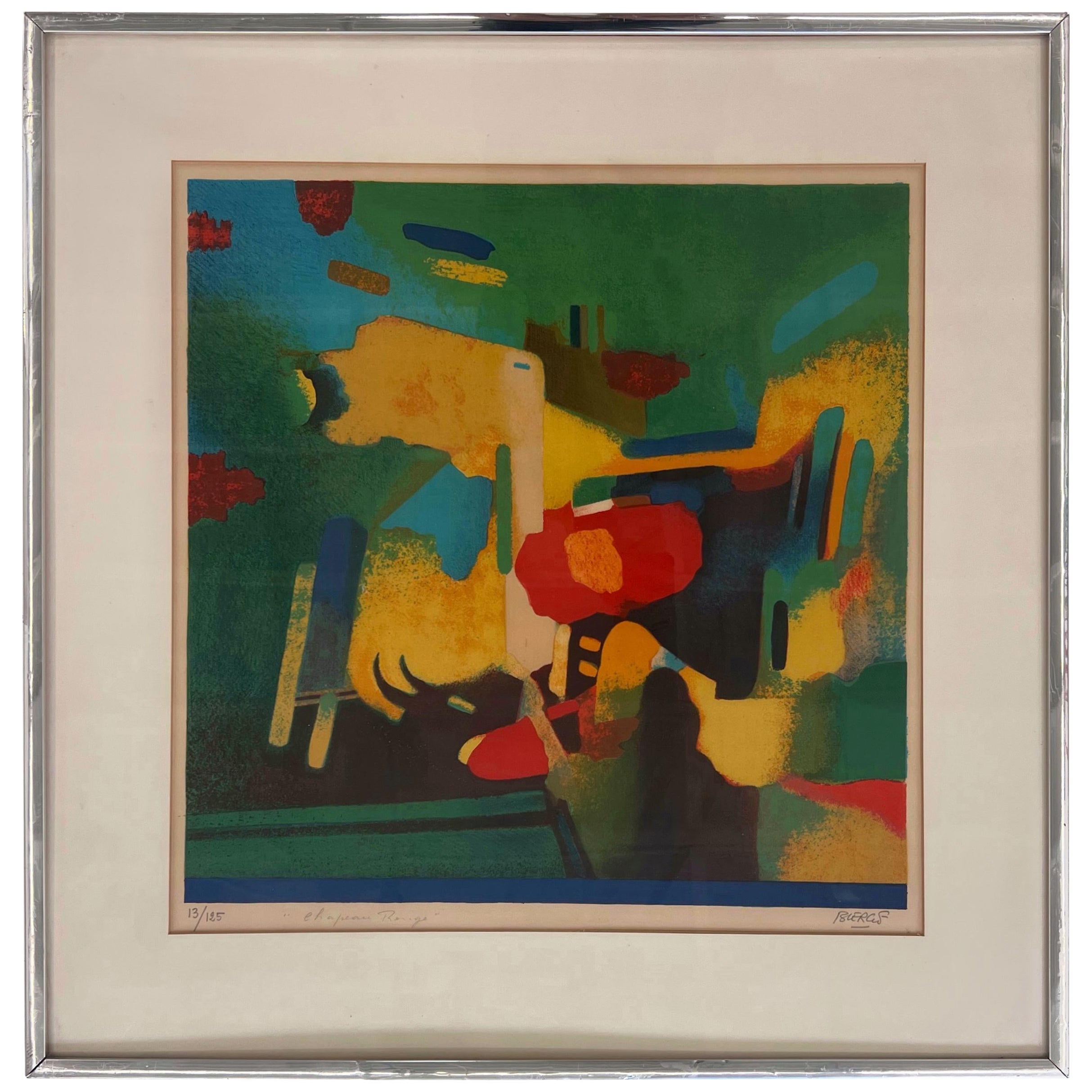 Vintage mid century modern abstract expressionist art by Roland Bierge For Sale