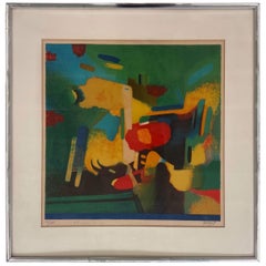 Vintage mid century modern abstract expressionist art by Roland Bierge