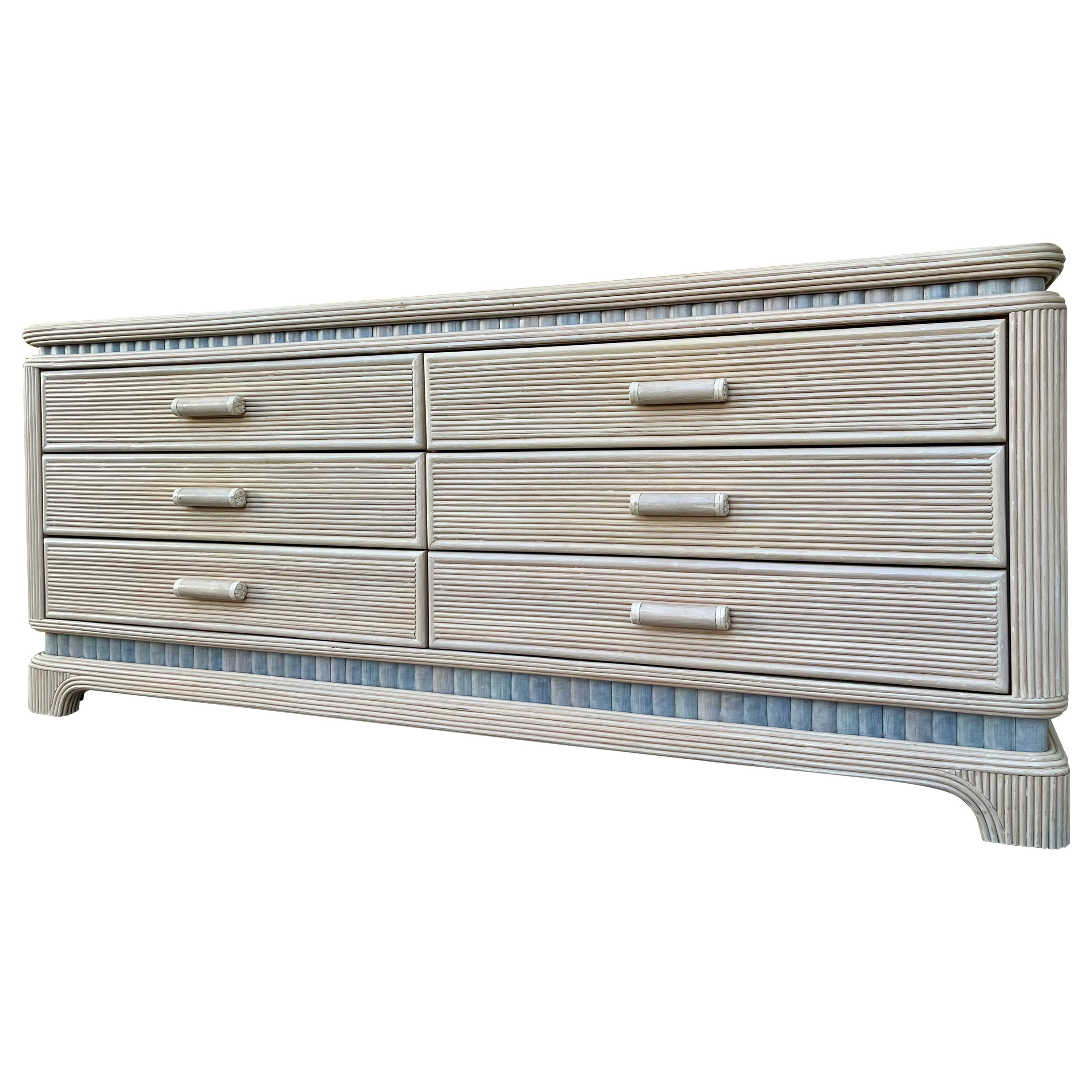 Coastal Style Split Reed Dresser in the Betty Cobonpue's manner. Circa 1980s For Sale