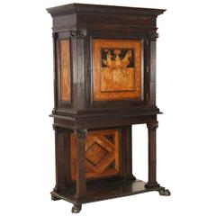 Early 20th Century Neo Renessaince Style Walnut Coin Cabinet with Basement