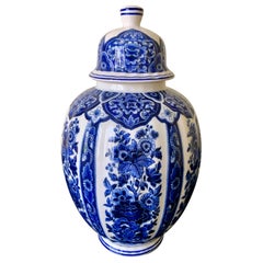 Retro Delfts Blue and White Chinoiserie Porcelain Ginger Jar by Ardalt Blue Delfia