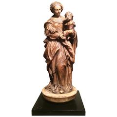 Virgin and Child, Freestanding, Sculpture in the Round, Alabaster, 16th Century 10