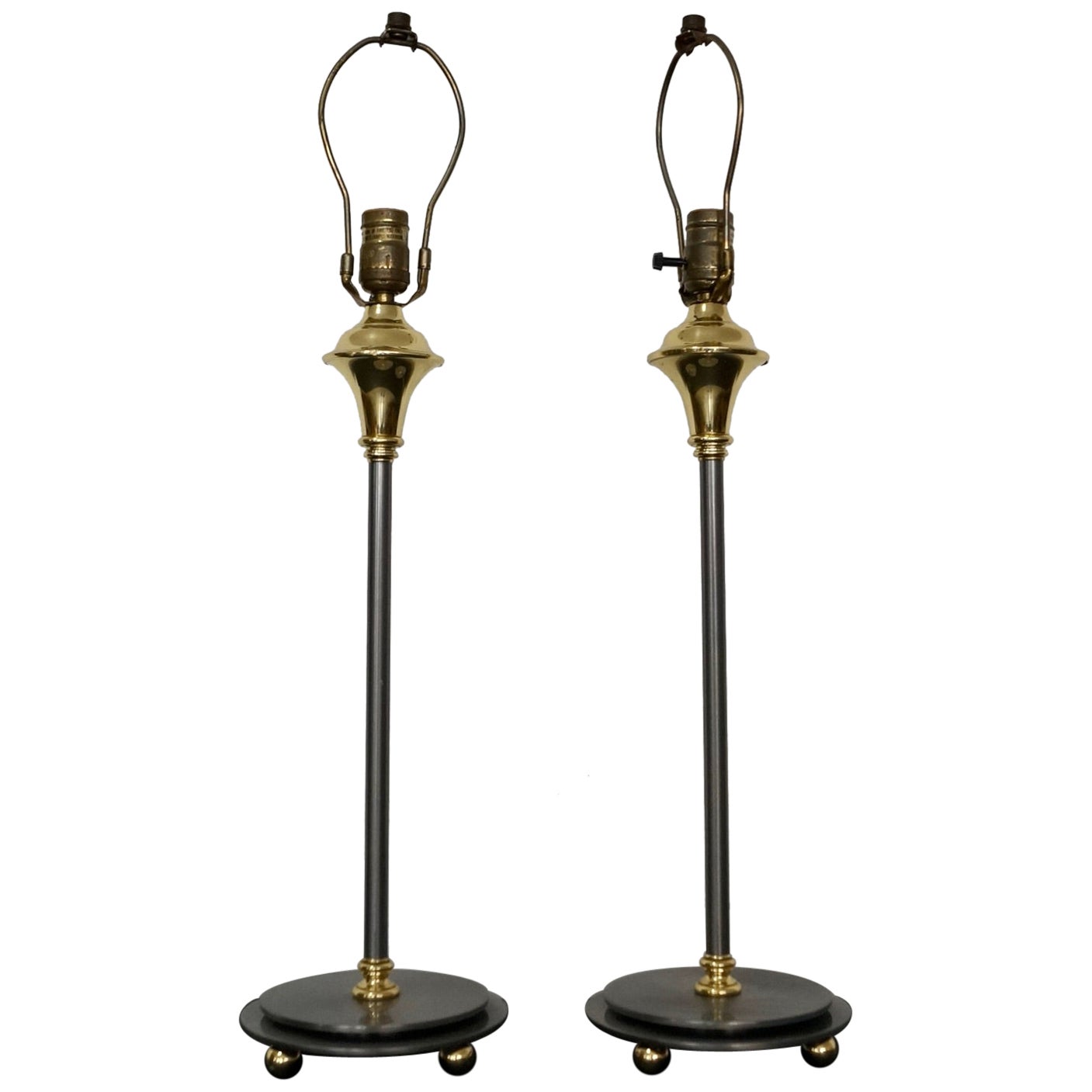 Pair of 1970's Maison Jansen Hollywood Regency Table Lamps For Sale