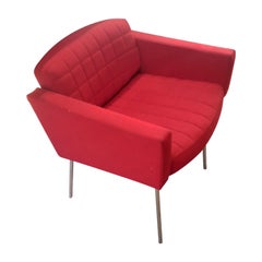 Pair Conseil Red Armchairs by Pierre Guariche Meurop Belgium 1960s