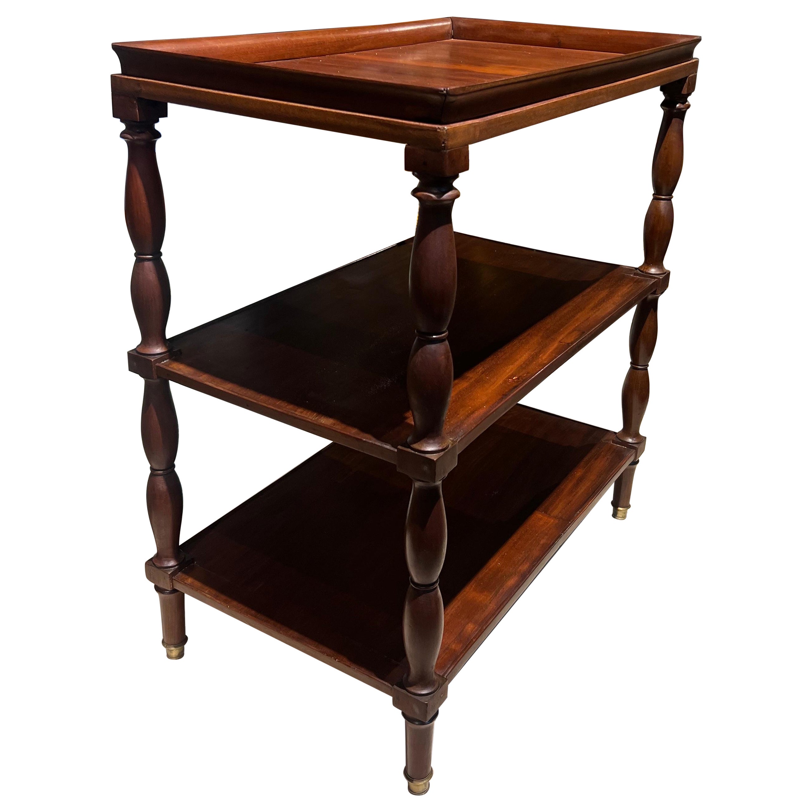 20th Century English Mahogany Serving Table on Three Levels Bamboo Shaped Legs For Sale