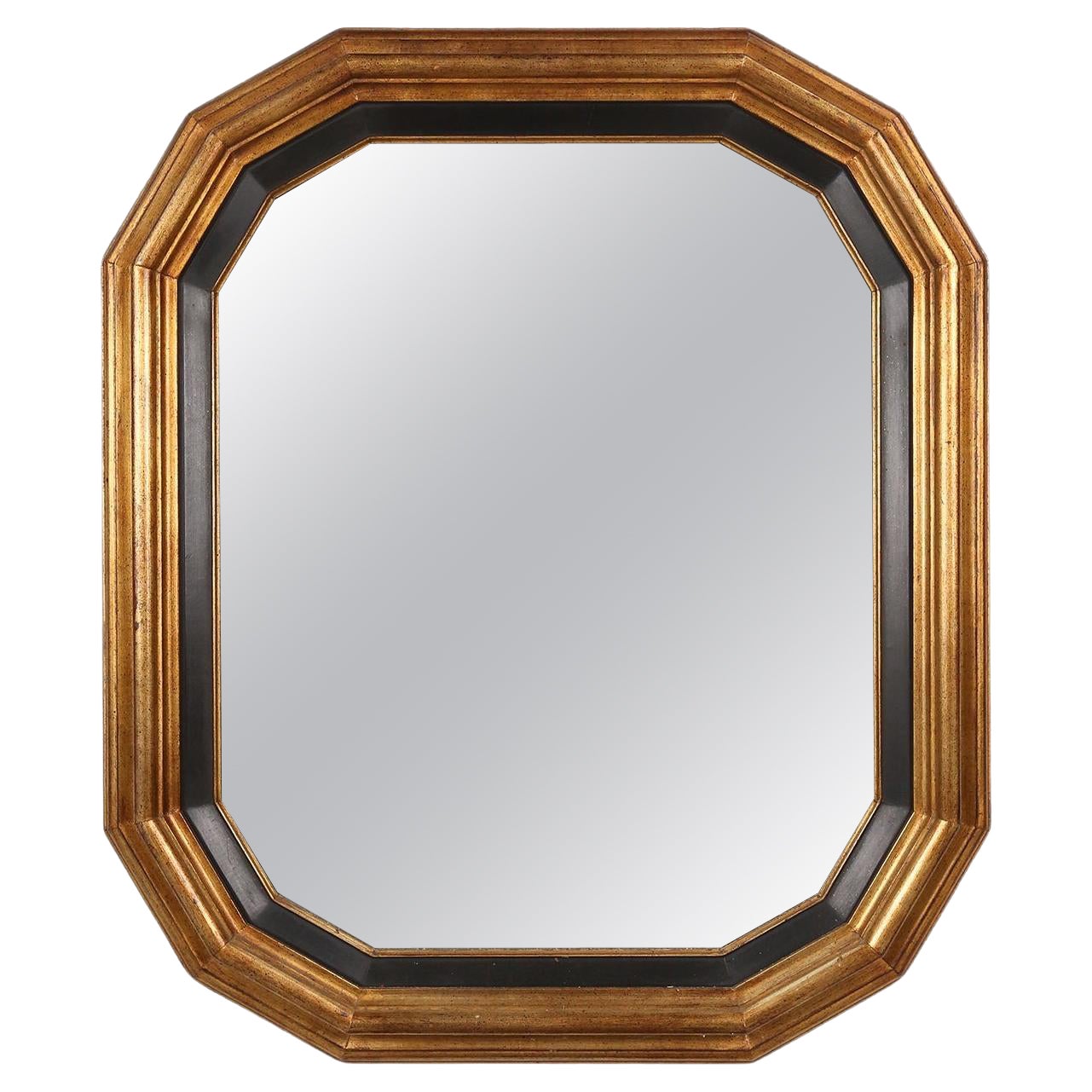 Luxurious vintage gold and black mirror, belgium 1950s For Sale