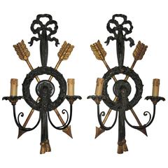 Italian Neoclassical Style Giltwood Arrow Candle Sconces