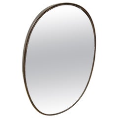 Antique 1960s Gio Ponti Style Mid-Century Modern Brass Oval Wall Mirror