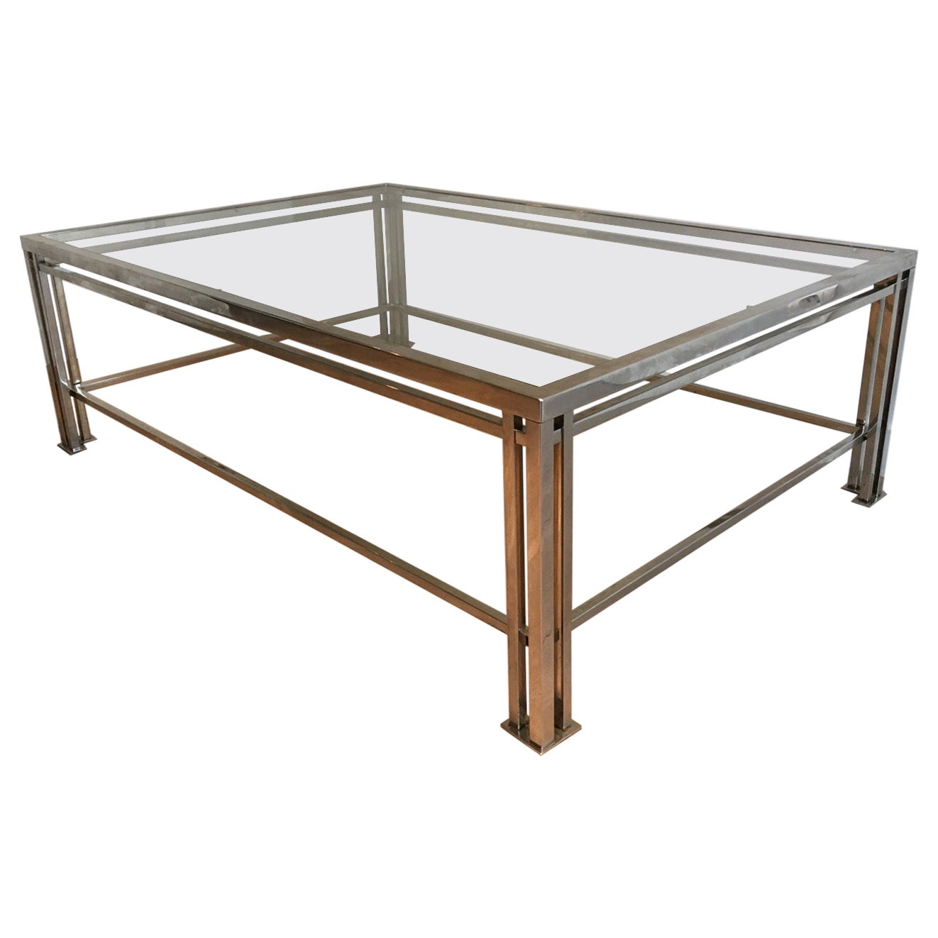 Modernistischer Couchtisch aus Chrom. CIRCA 1970
