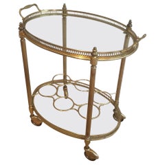 Vintage Oval Brass Drinks Trolley in The Style of Maison Jansen. Circa 1940