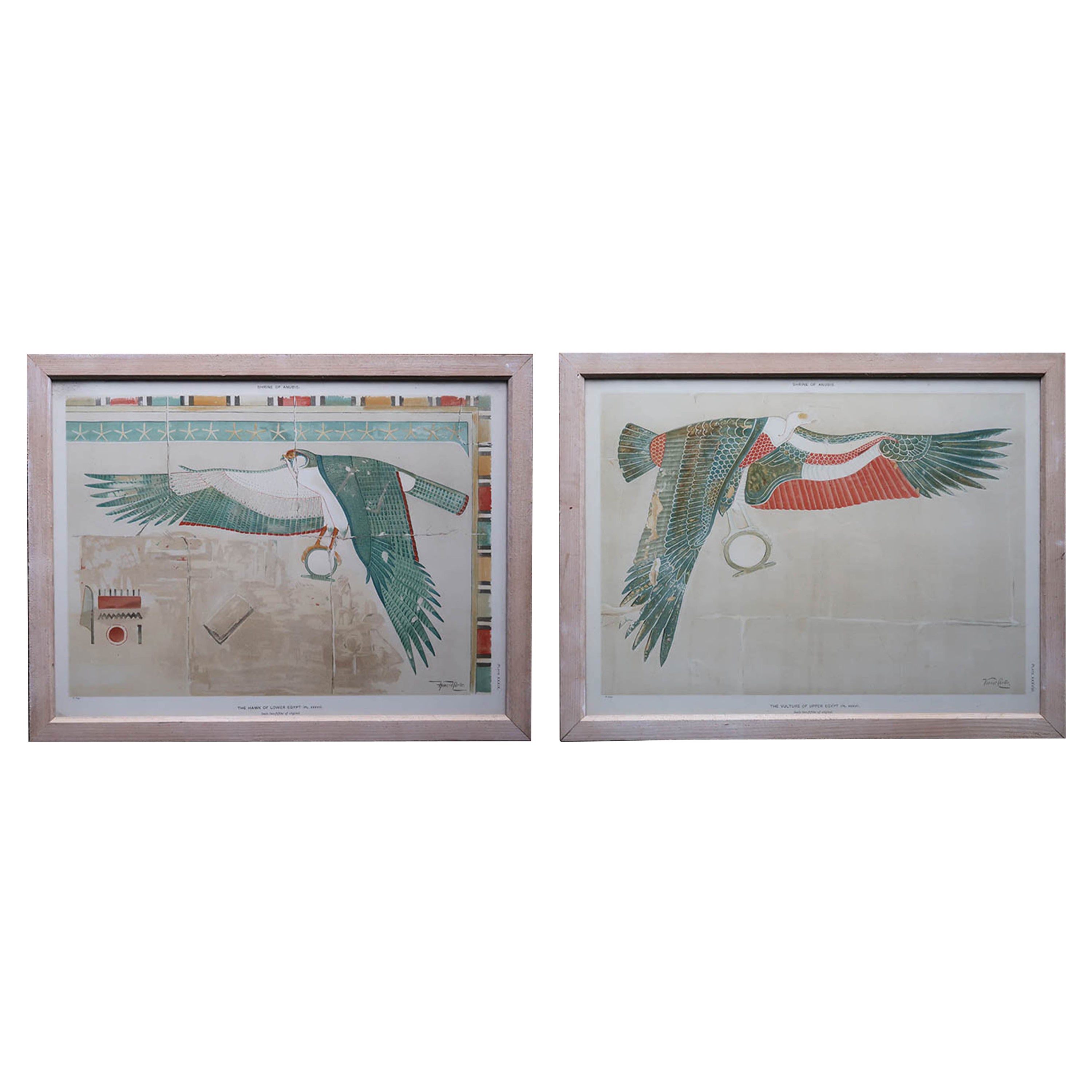 Pair of Original Antique Prints of Ancient Egyptian Wall Paintings, 1896 For Sale