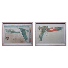 Pair of Original Antique Prints of Ancient Egyptian Wall Paintings, 1896