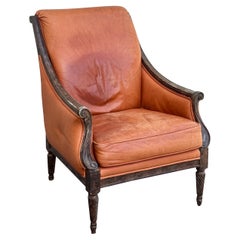Retro French Leather Library Club Chair