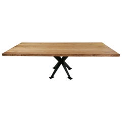 Beautiful rough table top made of reclaimed oak wood
