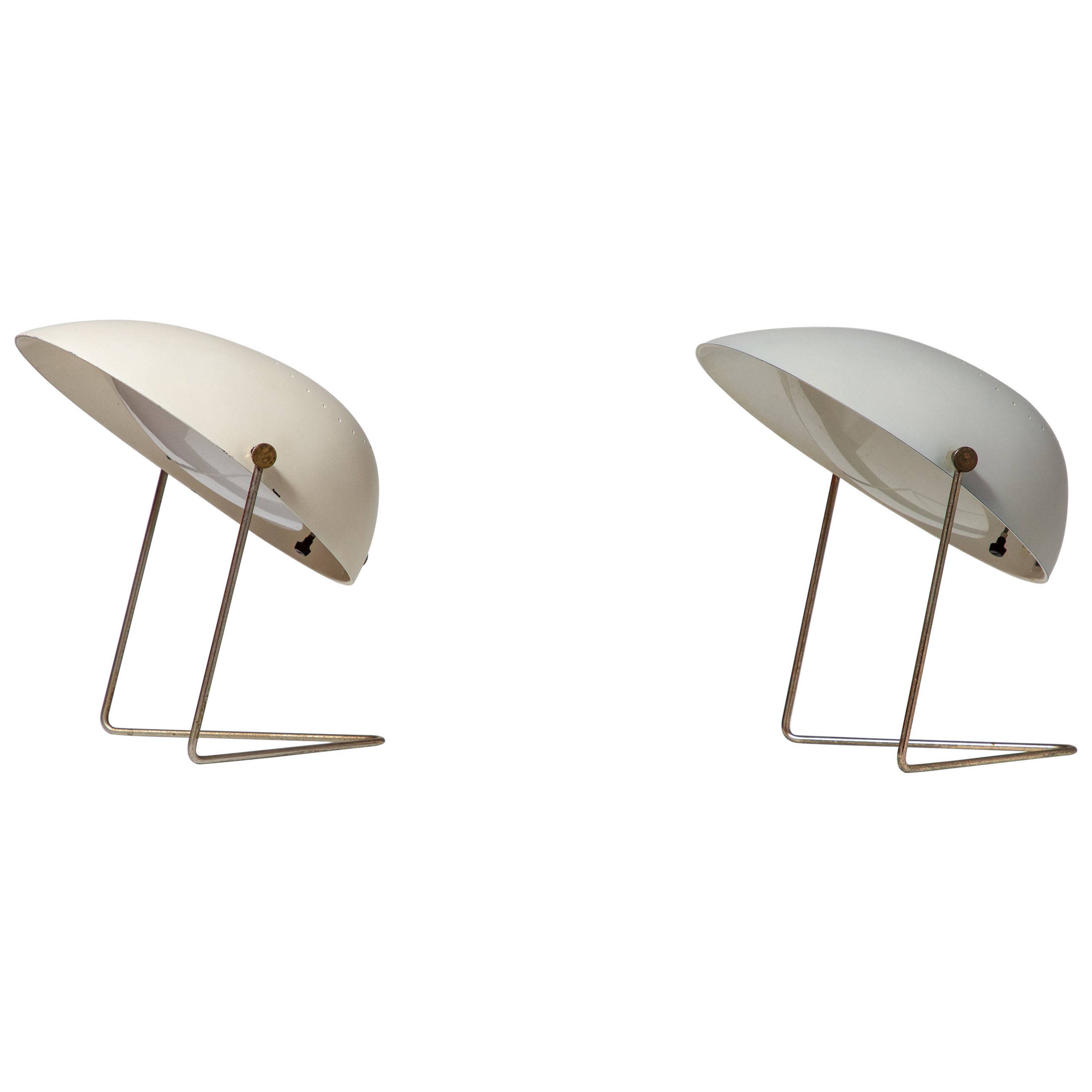 Gerald Thurston for Lightolier White Cricket Lamps - Pair For Sale