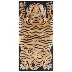 Djoharian Kollektion Tiger-Teppich aus Wolle, handgeknüpft, antikes Design 