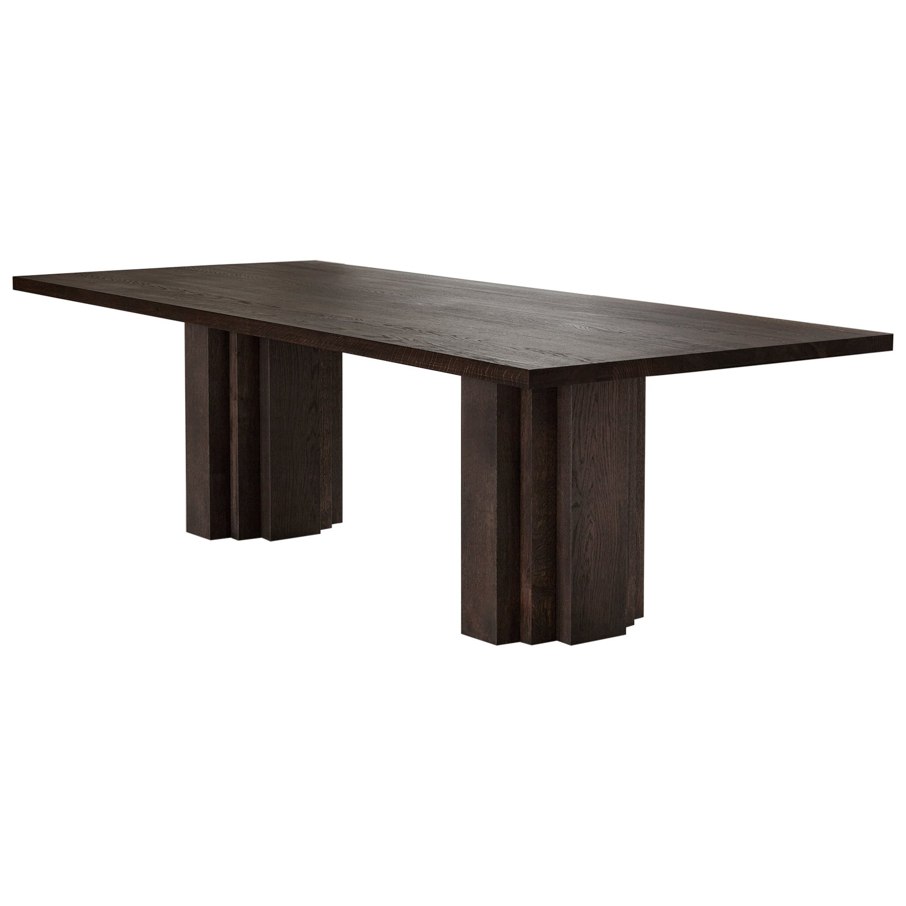 Minimalist Brut Dining Table in solid Oak For Sale