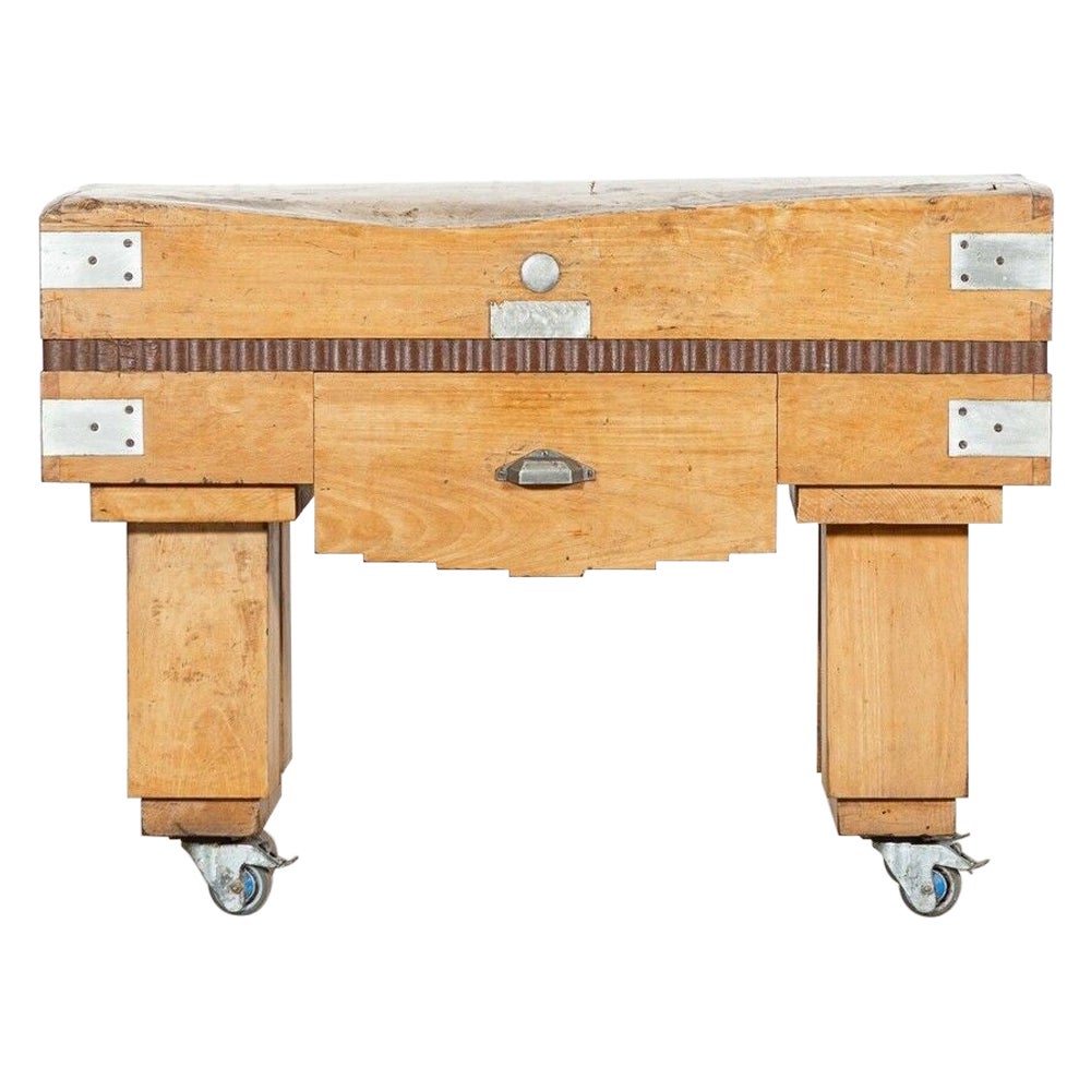 French Maple Butchers Block Counter Table For Sale