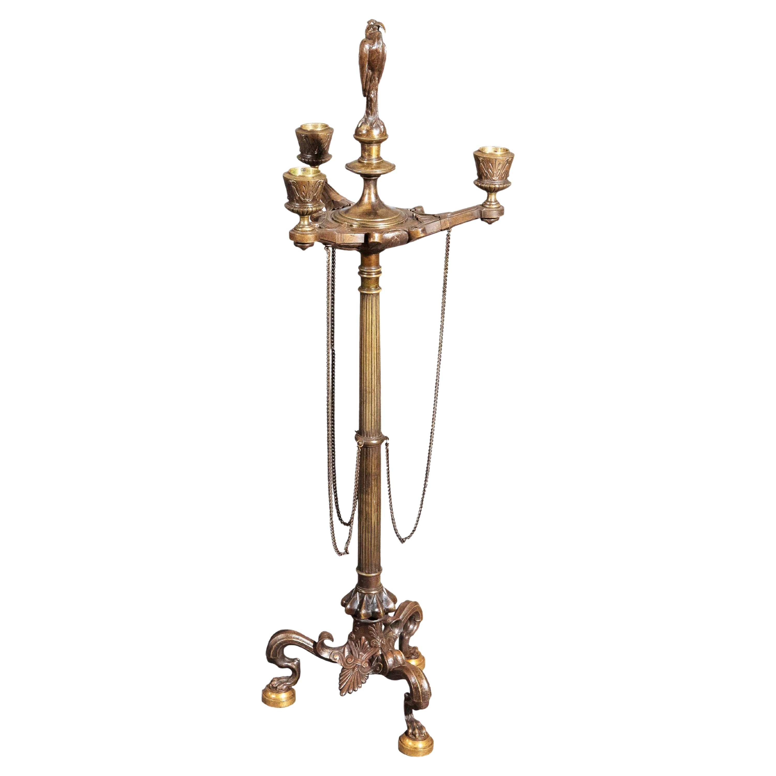 Candélabre étrusque ancien en bronze 19ème siècle