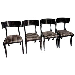 Tessellated Horn Klismos Dining Chairs by Maitland Smith - Set of 4