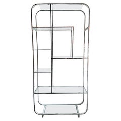 Mid Century Modern Chrome and Glass Etagere Attributed to DIA