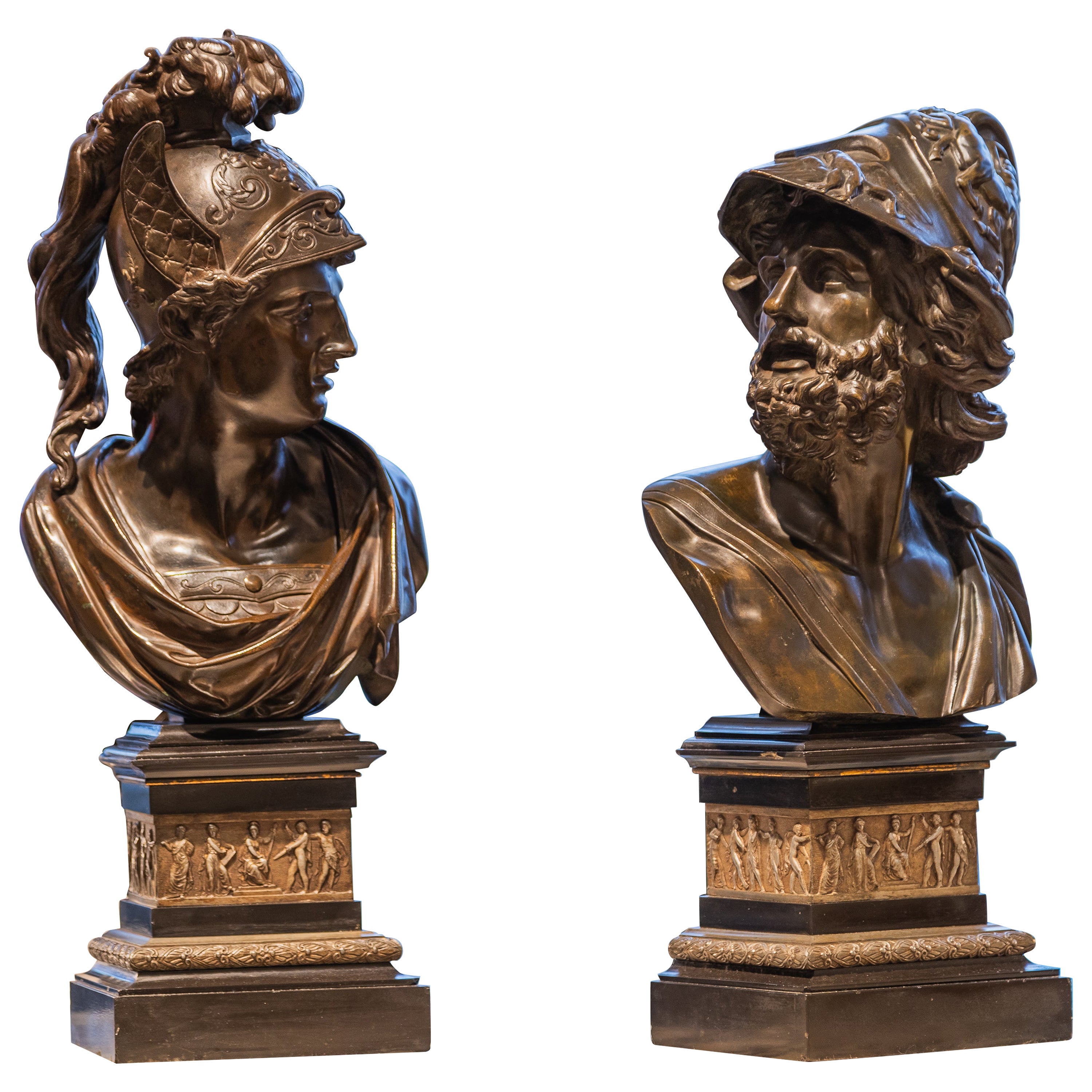 A fine pair of 19th c Classical bronzes by Henry Bonnard Bronze Co 1889 For Sale