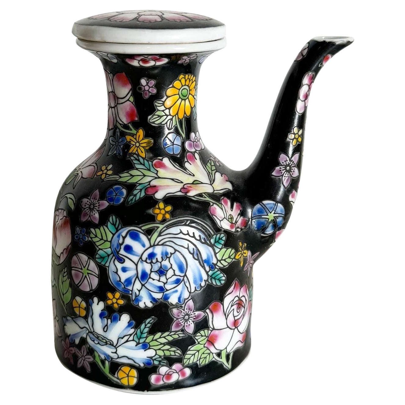 Chinesische handbemalte Porzellan-Teekanne/großer Vintage-Krug im Angebot