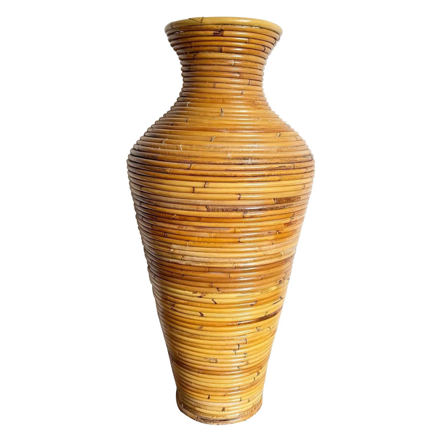Boho Chic Pencil Reed Floor Vase For Sale