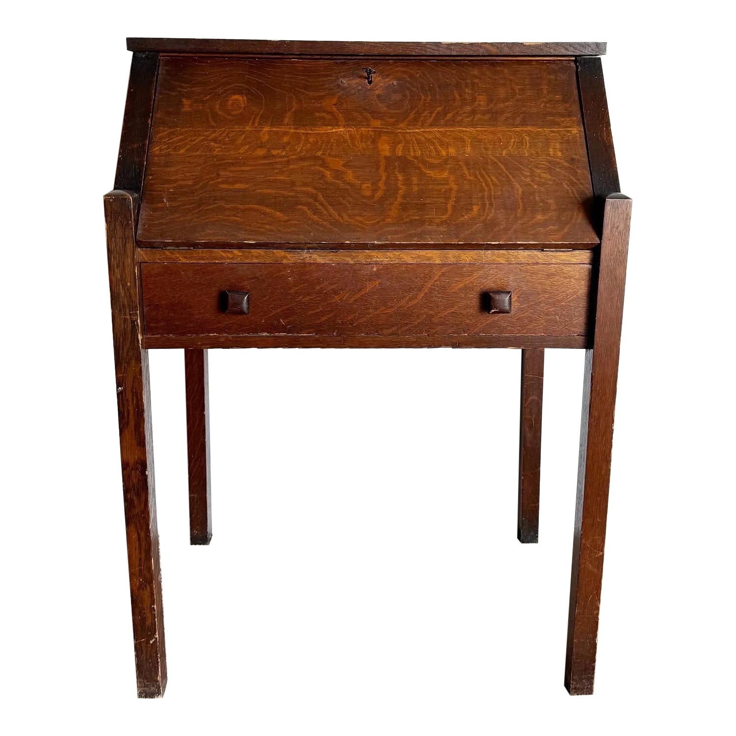 Antique Tiger Oak Secretary Desk by Danner For Sale