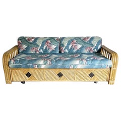 Retro Boho Chic Bamboo Rattan Day Bed With Pull Out Trundle