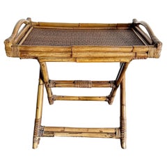 Retro Boho Chic Bamboo Rattan Folding Tray Table