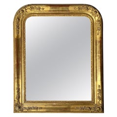 Antique miroir français Louis Philippe en bois doré sculpté, vers 1860.
