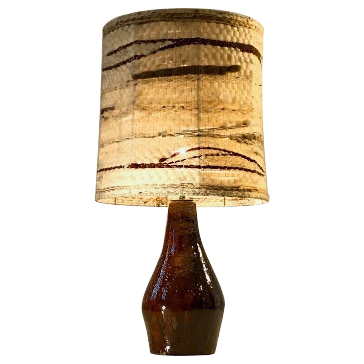 A MID-CENTURY-MODERN BRUTALIST RUSTIC Ceramic TABLE LAMP, signed MPR France 1950 For Sale