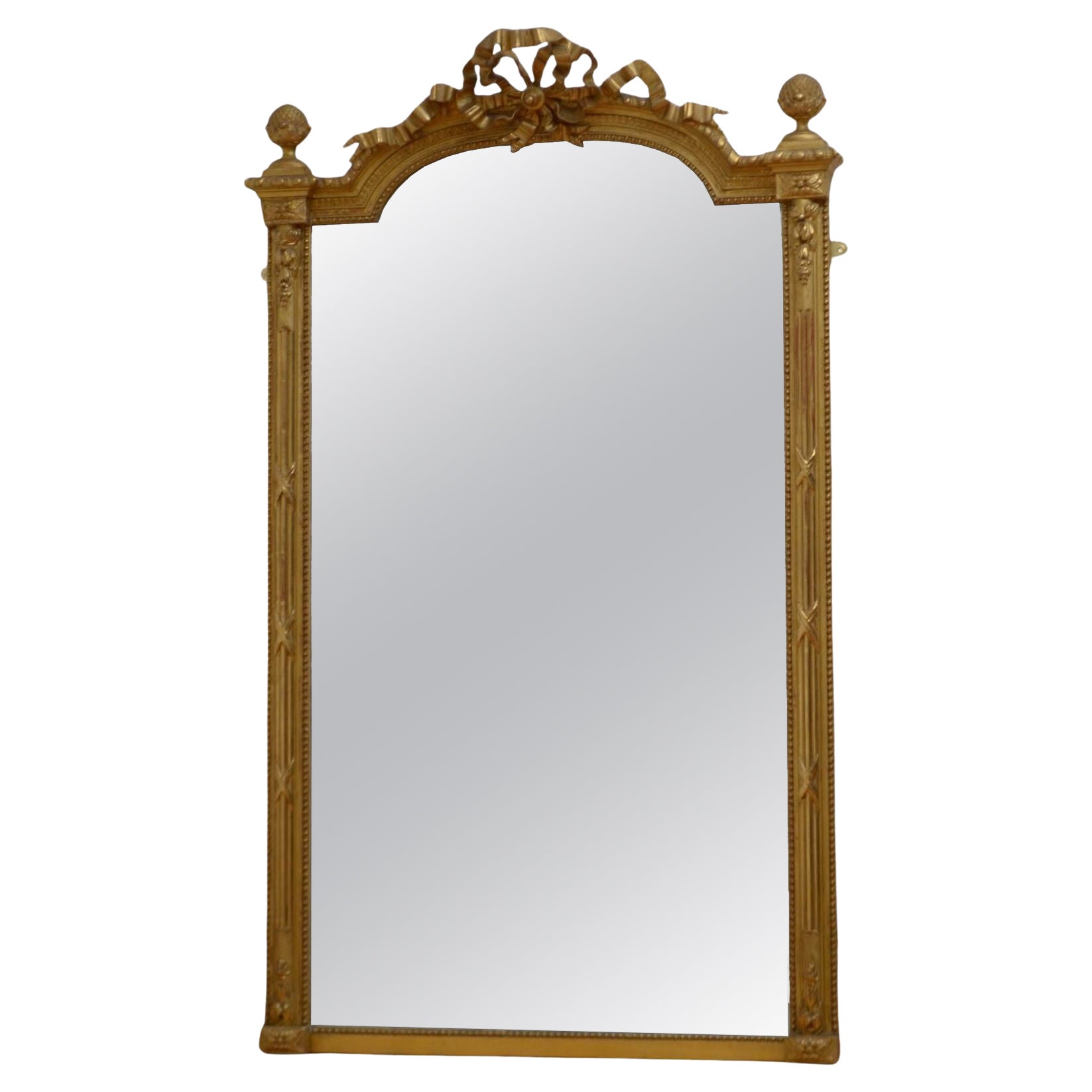 Antique Turn of The Century Giltwood Pier Mirror H154cm For Sale