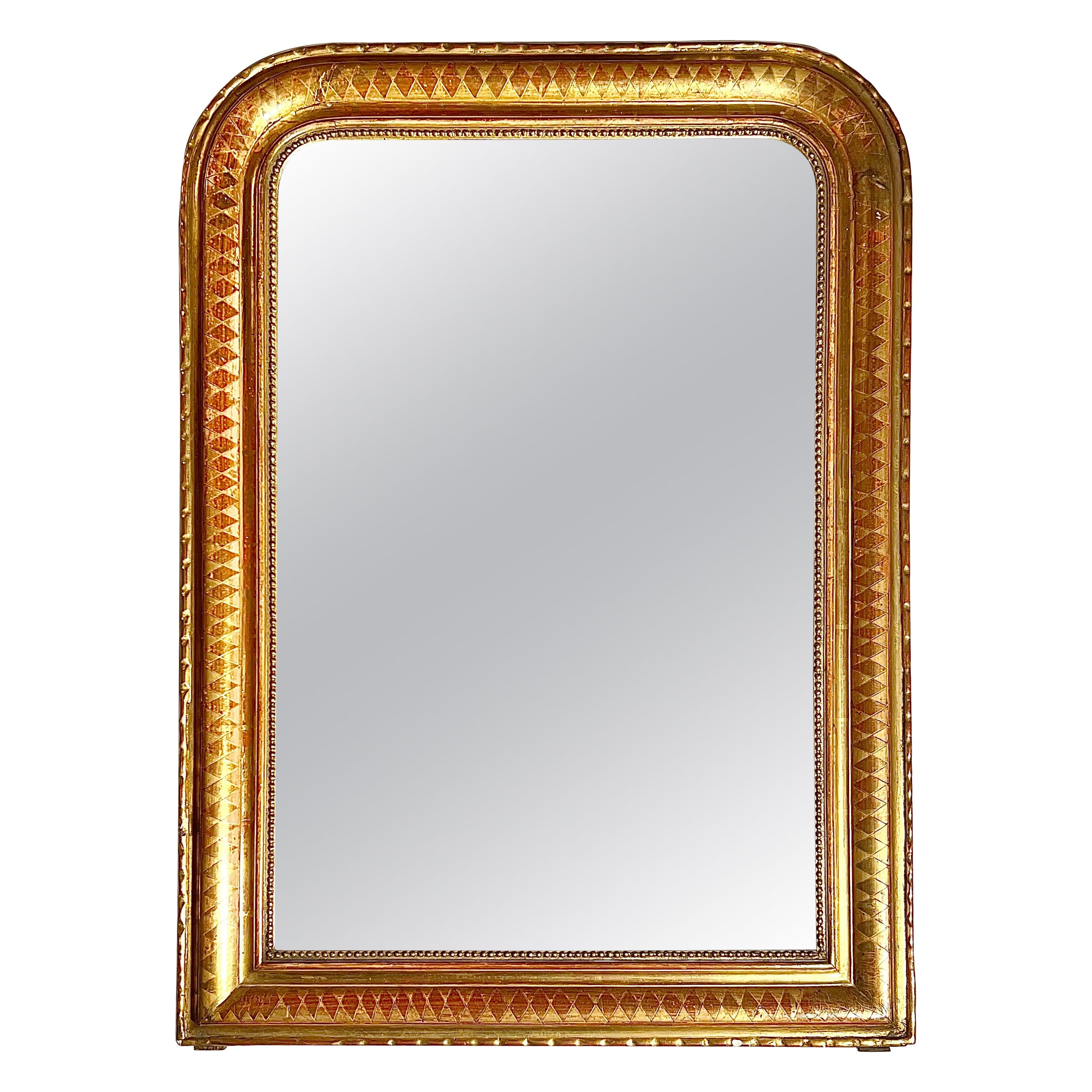 Antique French Louis Philippe Gilt Wood Mirror, Circa 1880. For Sale