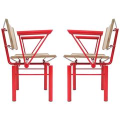 Pair of Red Hans Ullrich Bitsch Chairs Series 8600