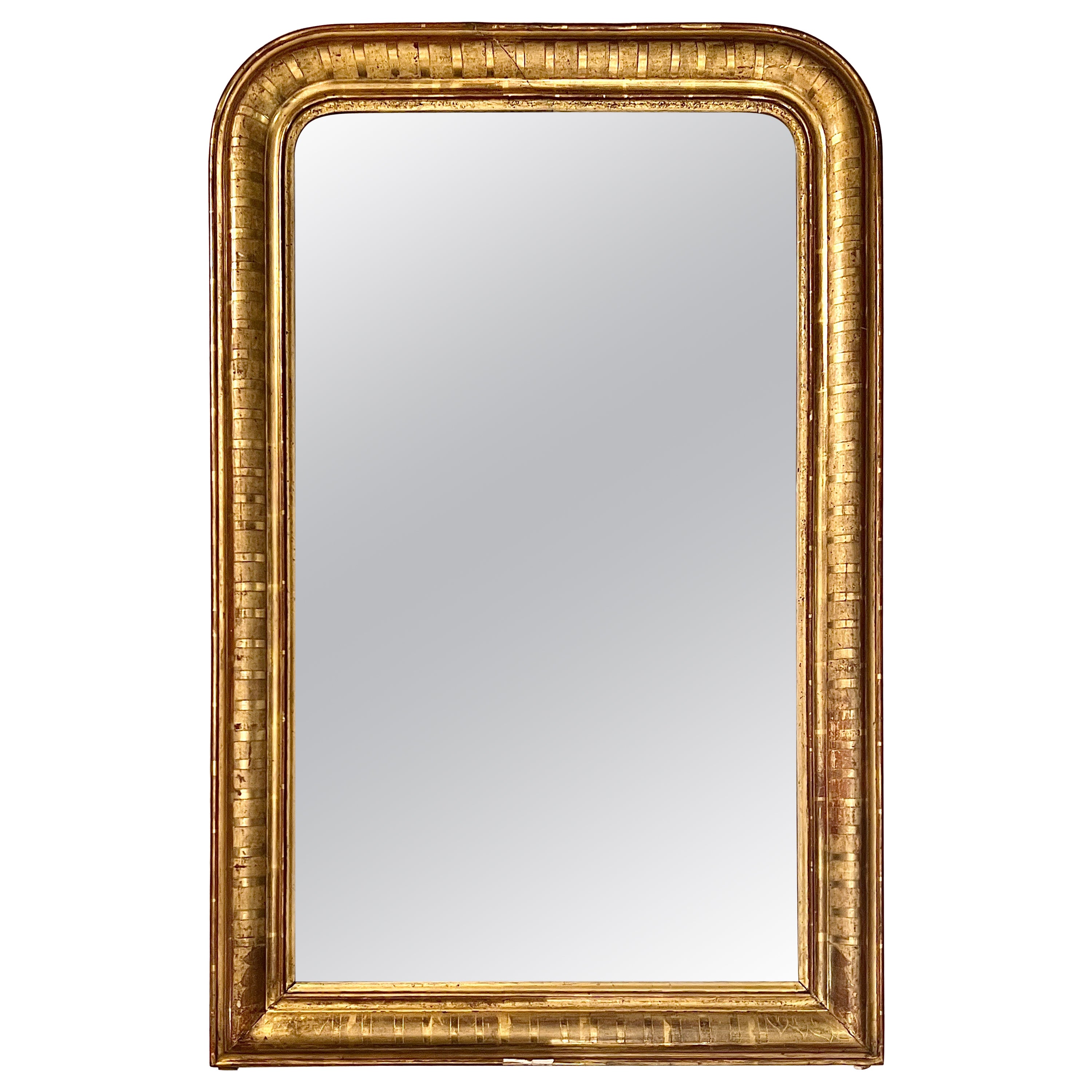 Antique French Louis Philippe Carved Gilt Wood Mirror, Circa 1880.