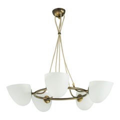 Mid Century chandelier in brass and glass by Hans Bengstrom Scandinavian 1950s