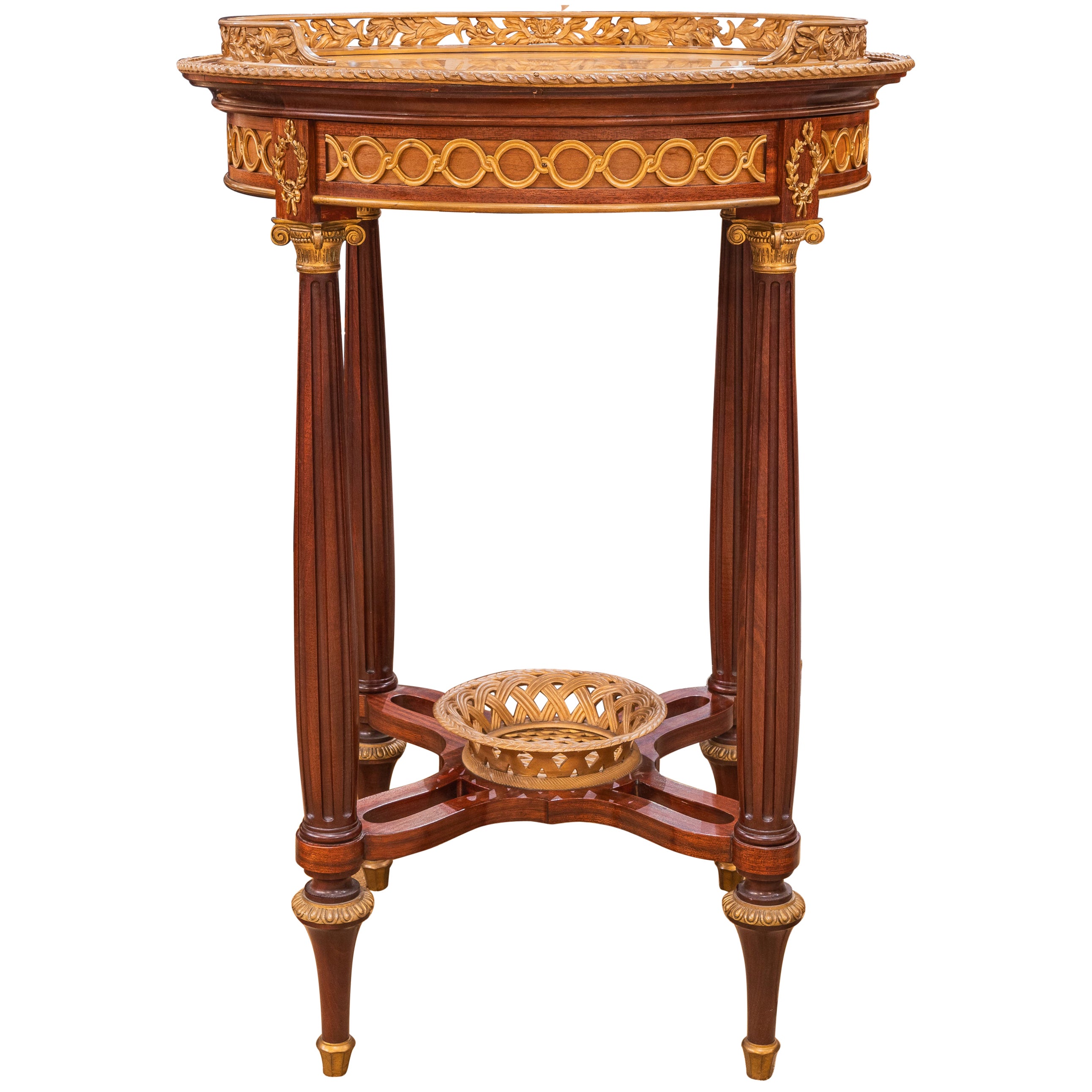 A fine 19th century French Louis XVI mahogany and gilt bronze mounted gueridon For Sale