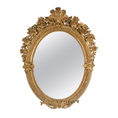 French 19thc  Giltwood Oval Wall Mirror