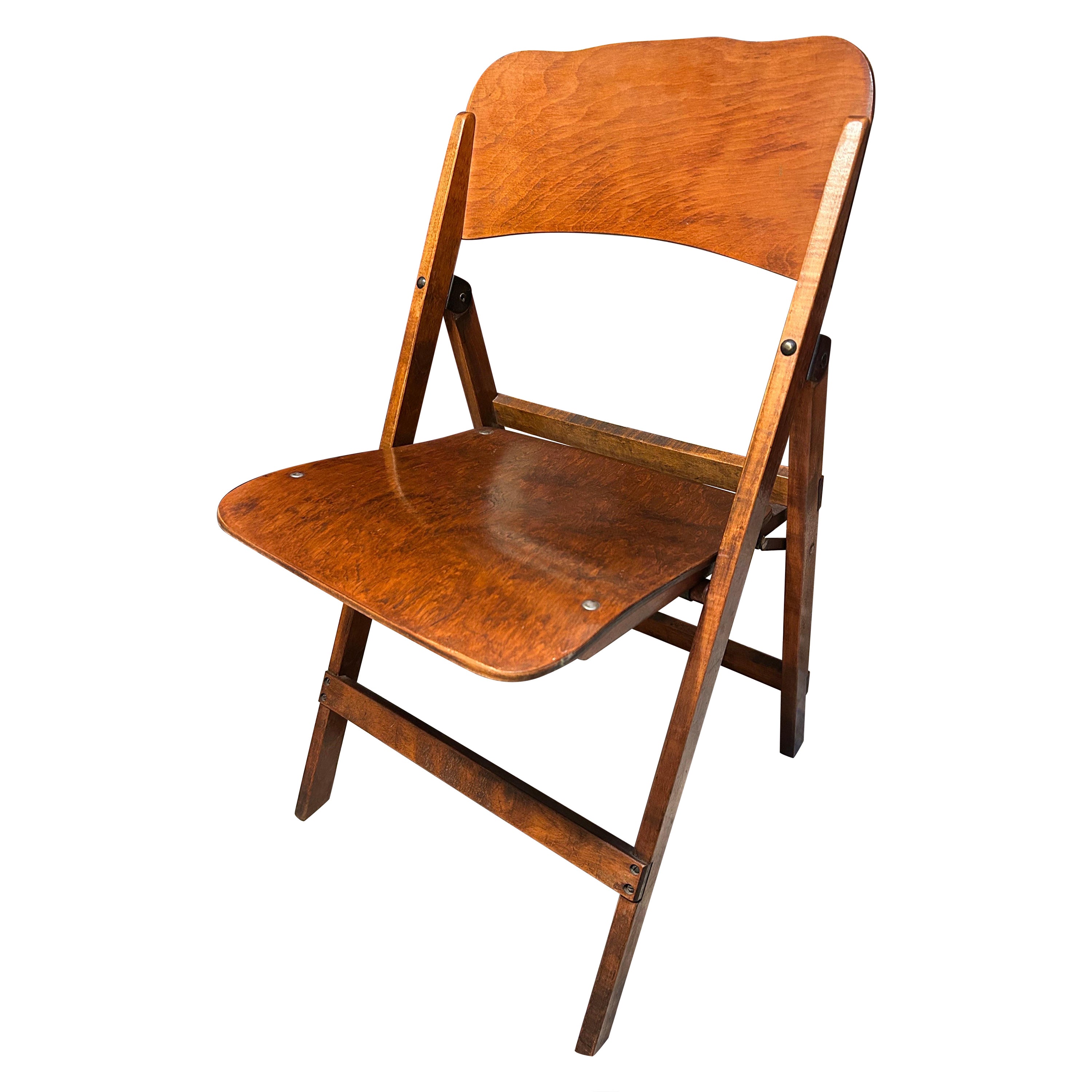 19th Century Steamed Wood Folding Campaign Chair With Metal Hardware For Sale