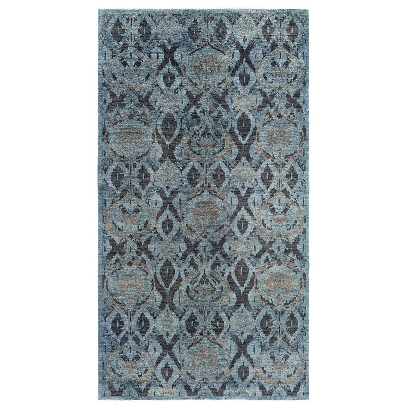 Contemporary Overdyed Hand Knotted Wool Gray Area Rug For Sale