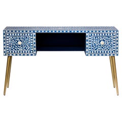 Floral Motifs Blue Work Desk