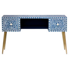 Floral Motifs Blue Work Desk