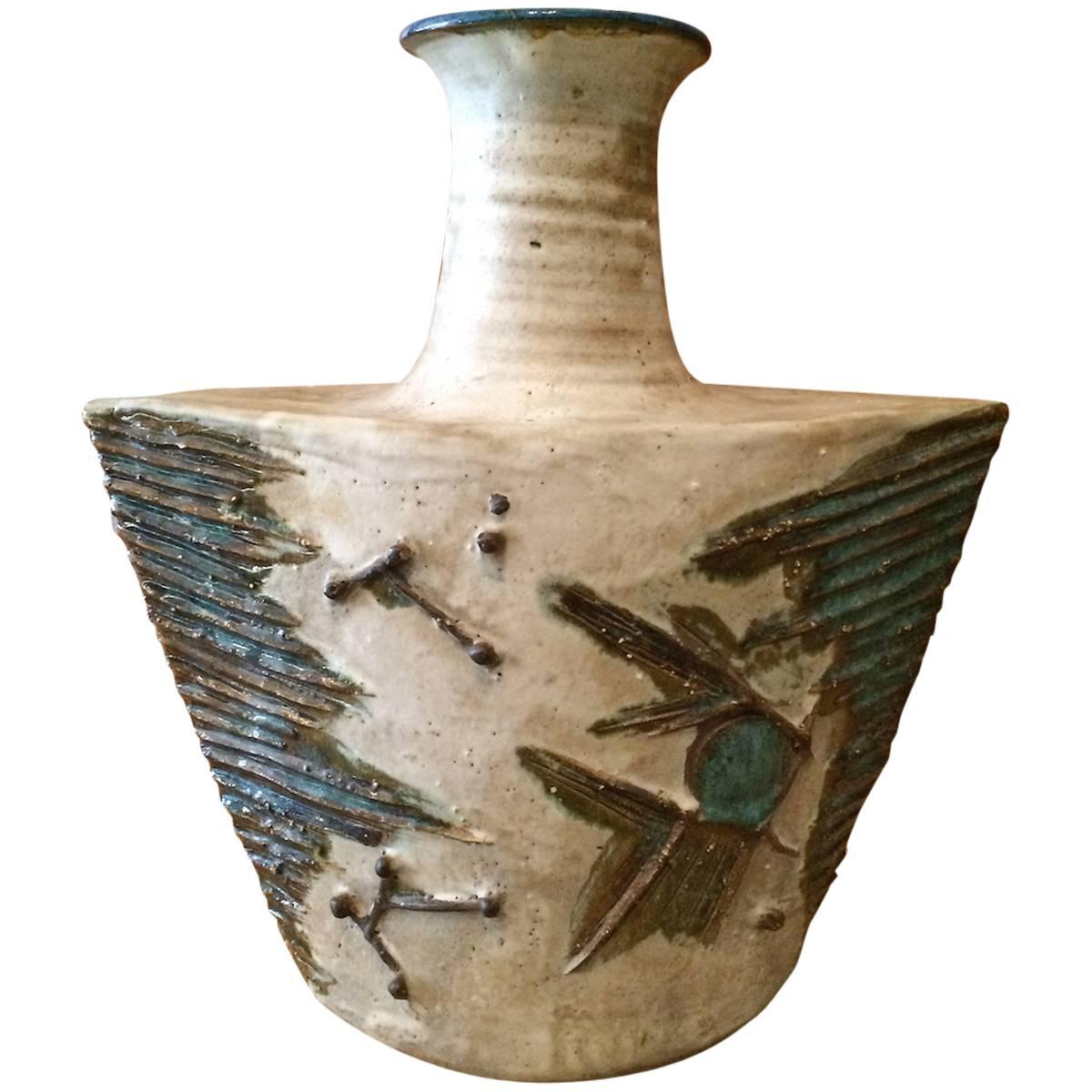 Large Abstract MidCentury Modern Art Pottery Vase at 1stDibs