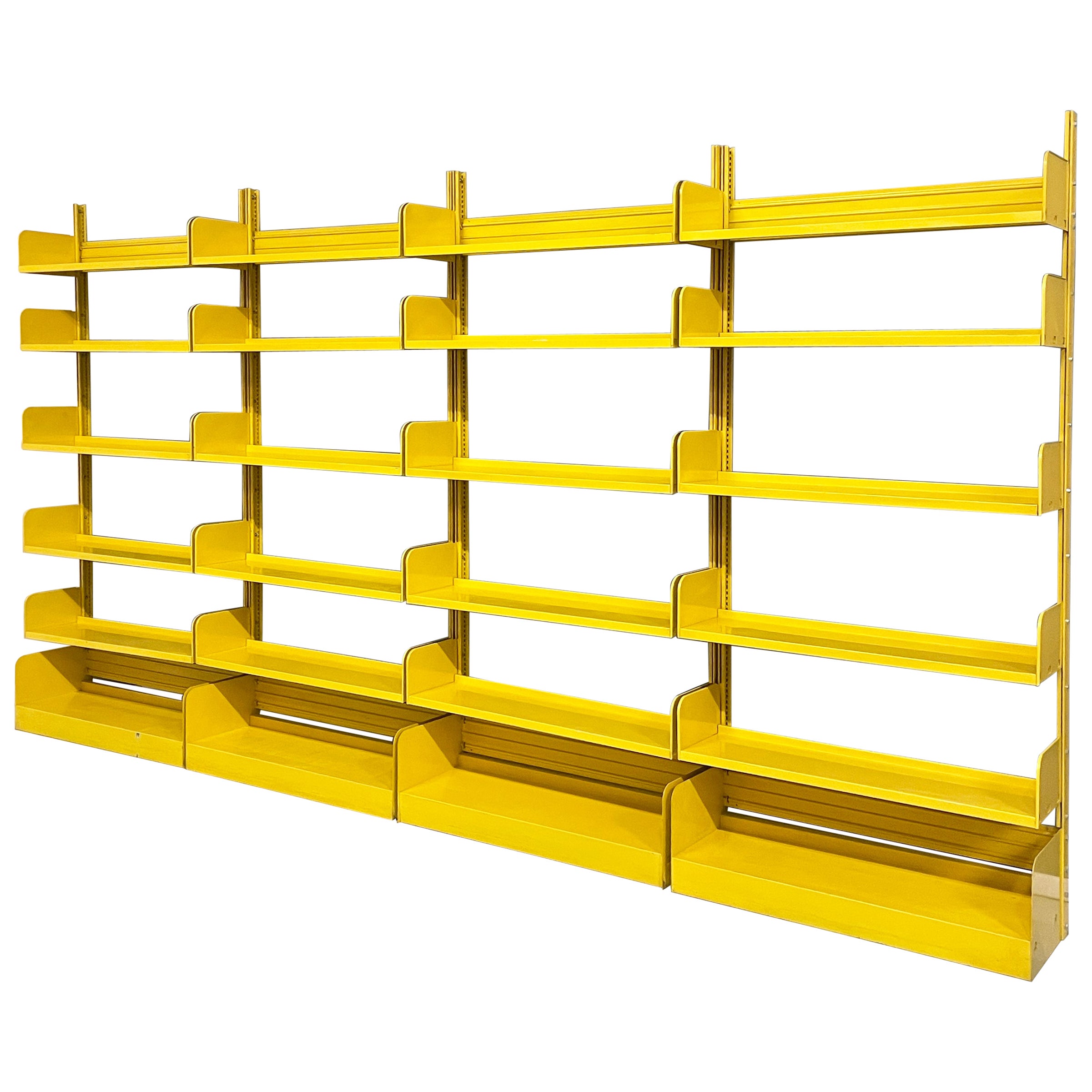 Italian mid-century Yellow metal modular bookcase Congresso by Lips Vago, 1960s For Sale