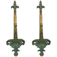 Pair of Neoclassical Style Bronze and Porcelain Wall Sconces
